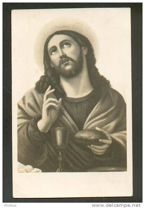 JESUS WITH BREAD AND WINE , OLD POSTCARD - Jésus