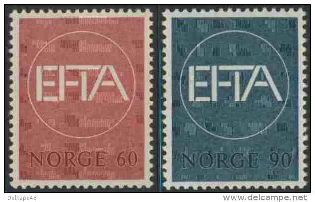 Norway Norge Norwegen 1967 Mi 551 /2 YT 505 /6 ** European Free Trade Association / Aufhebung Zollschranken EFTA-Emblem - Ungebraucht