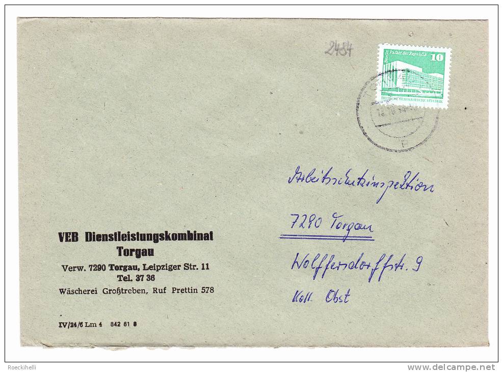 13.10.84  - Bedarfsbeleg, Gelaufen Von 7290 Torgau Nach 7290 Torgau - Siehe Scan  (DDR 2484 VEB DL Torgau) - Storia Postale