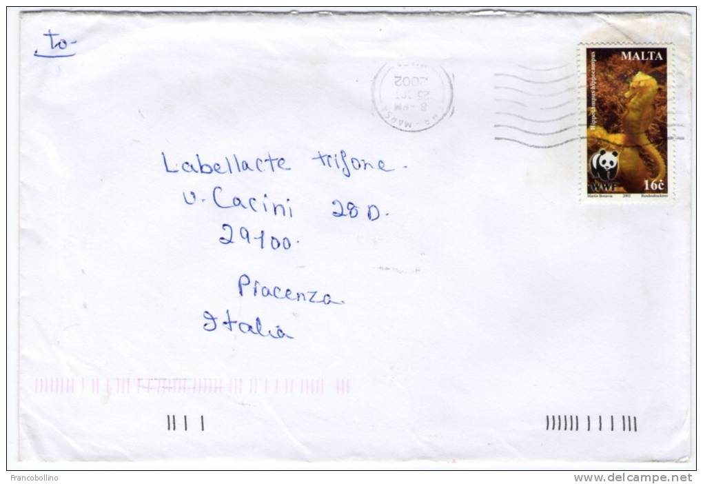 MALTA - COVER TO ITALY 2002/ THEMATIC STAMP-WWF - Malta