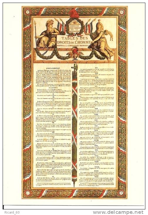 Carte Postale Neuve Franc-maçonnerie, Grand Orient De France; Table Des Droits De L'homme - Franc-Maçonnerie