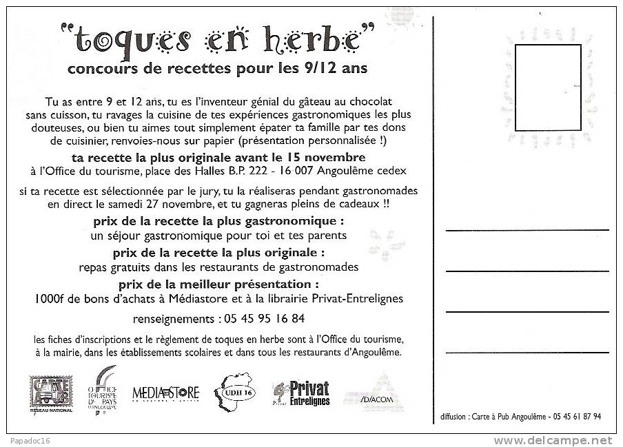 Gastronomades 99 - Angoulême 26-27-28 Novembre  "Toques En Herbe" - Concours De Recettes Pour Les 9/12 Ans - Betogingen