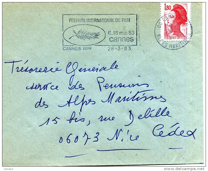 Enveloppe Timbrée  De Mme  J  Severac A Cannes 06 Adressée A  Tresorerie Du 06 A  Nice  06 - Mechanical Postmarks (Advertisement)