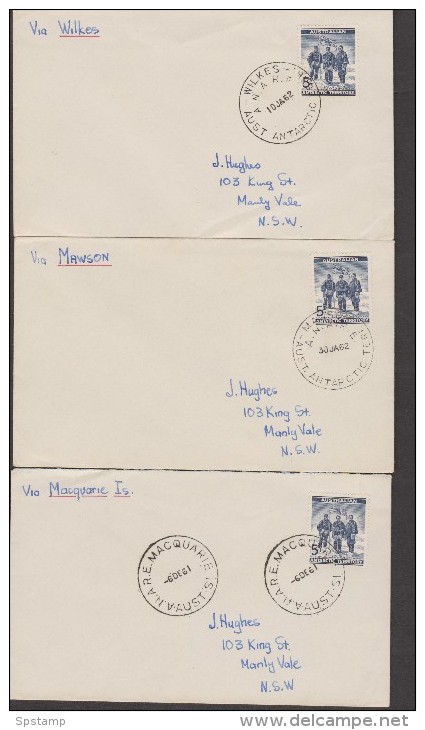 Australian Antarctic Territory 1961 5d Blue FDC All Base Set Of 4 - Covers & Documents