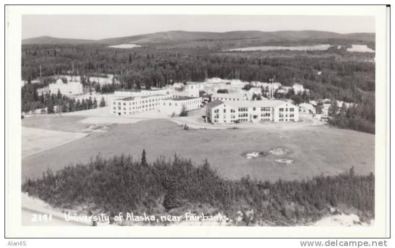 Fairbanks AK Alaska, University Of Alaska Campus Buildings On C1940s/50s Vintage Real Photo Postcard - Fairbanks