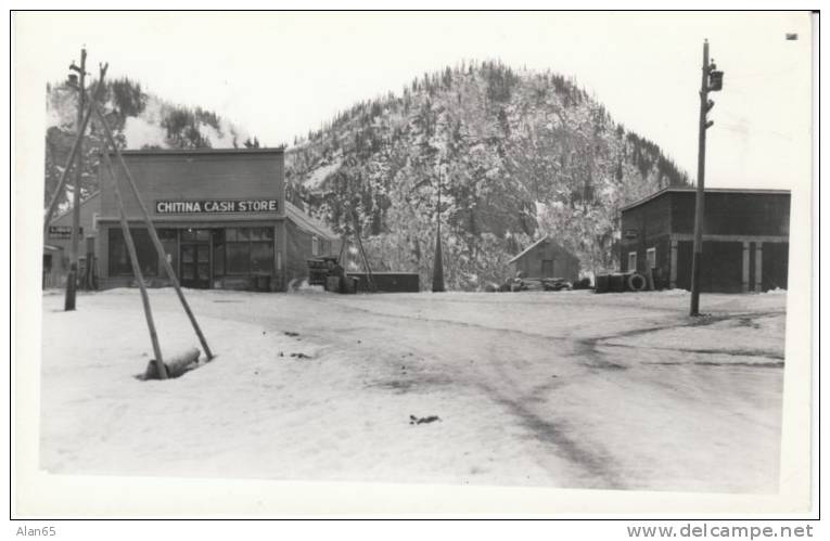 Chitna AK Alaska, Cash Store Small Town Main Street Scene, C1950s/60s Vintage Real Photo Postcard - Other & Unclassified