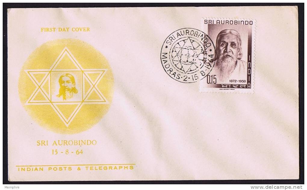 1964  Sri Aurobindo  SG 489 - FDC