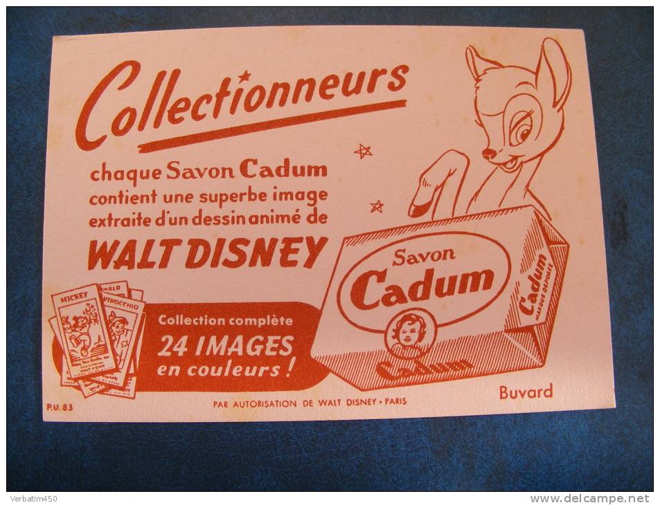 BUVARD...SAVON CADUM..WALT DISNEY...FRAIS  DE PORT 1 EURO - Parfums & Beauté