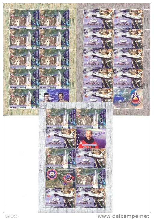 2011. Mountainous  Karabakh, Space, 30y Of Flight Of Spaceship "Columbia", 3 Sheetlets, Mint/** - Armenien