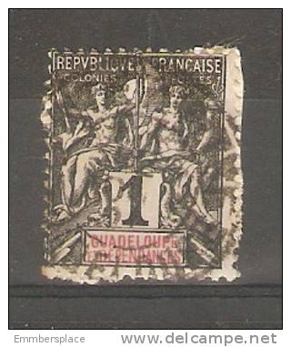 GUADELOUPE - 1892 TABLET ISSUE 1c BLACK On BLUE USED ON PAPER  SG 34 - Used Stamps