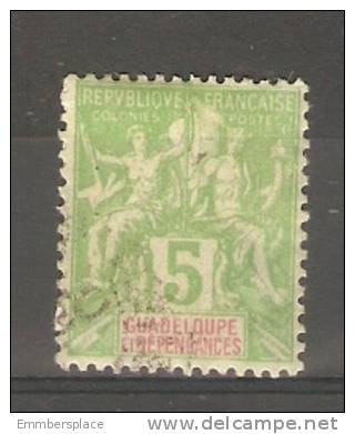 GUADELOUPE - 1892 TABLET ISSUE 5c GREEN USED   SG 38 - Oblitérés