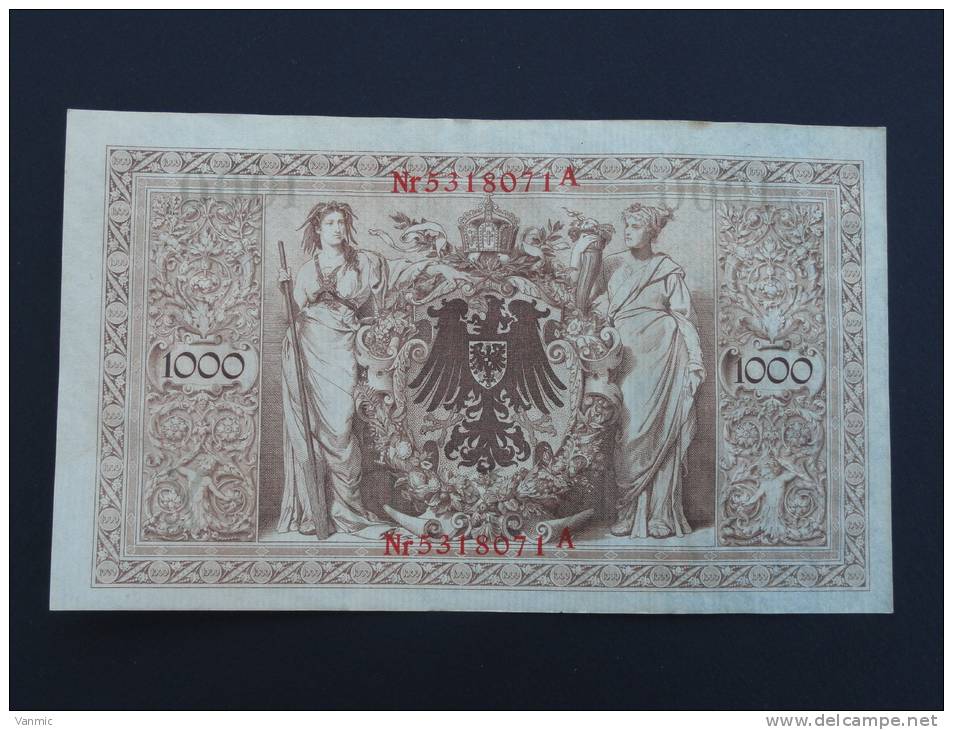 1910 A - Billet 1000 Mark - Allemagne - Série A : N° 5318071 A - (Banknote Deutschland Germany) - 1.000 Mark