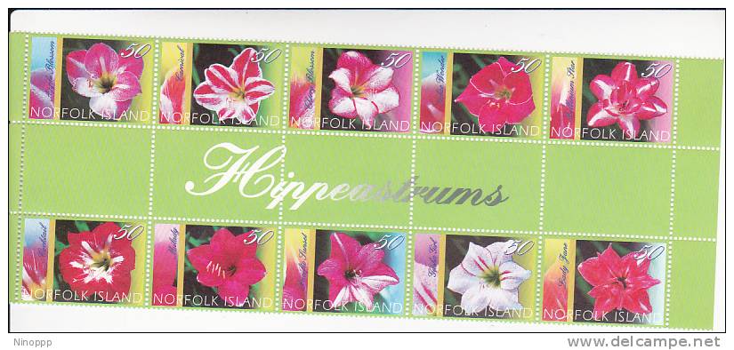 Norfolk Island-2004 Hippeastrums Gutter Strip MNH - Norfolk Island