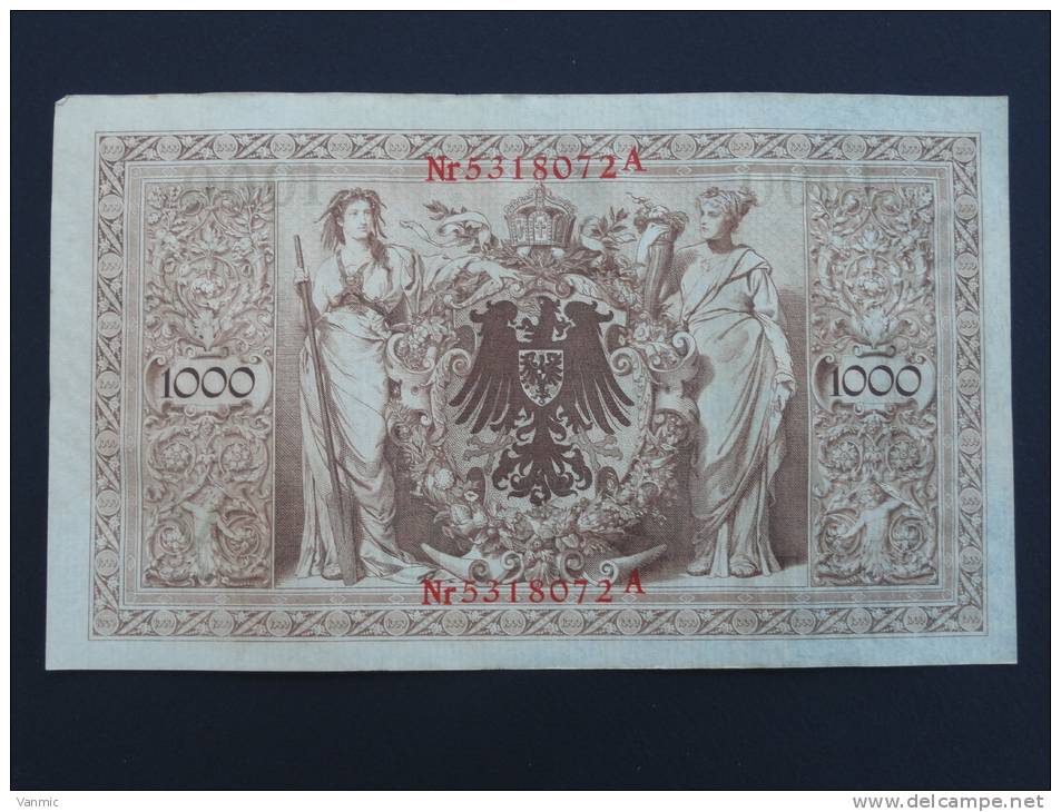 1910 A - Billet 1000 Mark - Allemagne - Série A : N° 5318072 A - (Banknote Deutschland Germany) - 1000 Mark