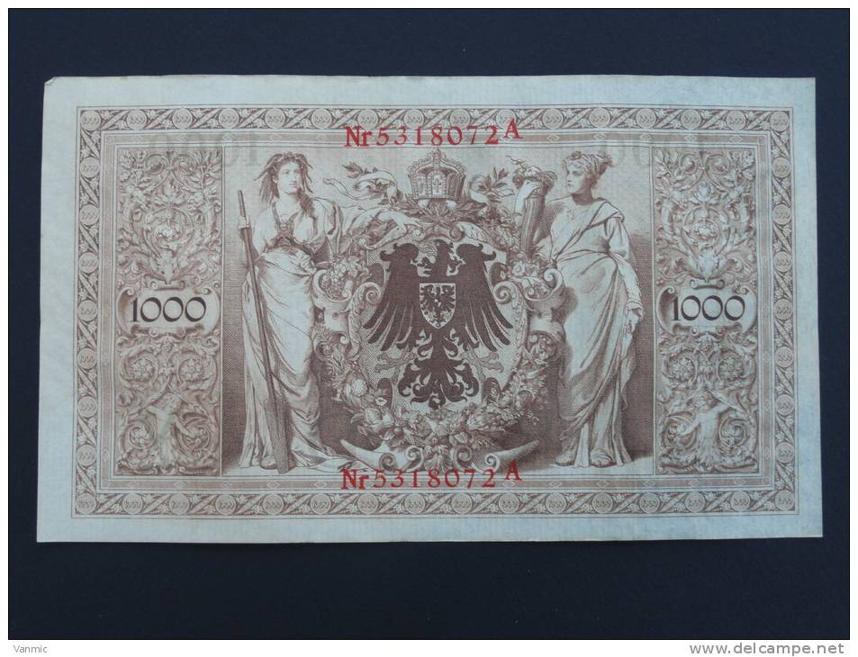 1910 A - Billet 1000 Mark - Allemagne - Série A : N° 5318072 A - (Banknote Deutschland Germany) - 1.000 Mark