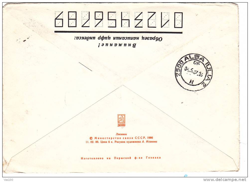 FOX,1986,COVERS  STATIONERY,ENTIER POSTAL SEEND TO MAIL RUSSIA. - Rodents