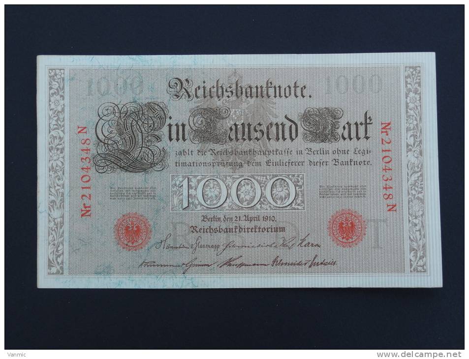 1910 A - Billet 1000 Mark - Allemagne - Série N : N° 2104348 N - (Banknote Deutschland Germany) - 1000 Mark