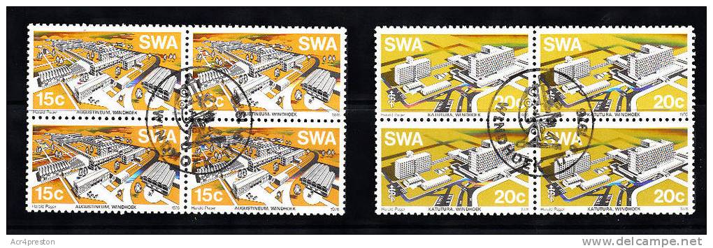 Msc047 South West Africa (Namibia) 1976, SG293-4, Modern Buildings, Cancelled Blocks Of 4 - Namibia (1990- ...)