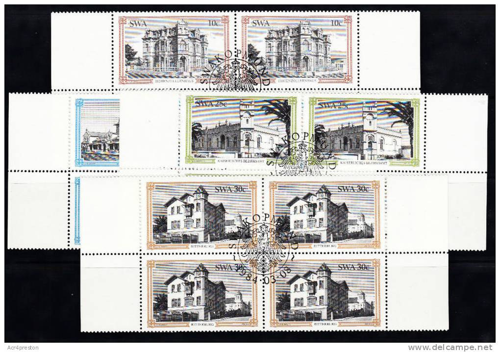 Msc053 South West Africa (Namibia) 1984, SG423-426, Historic Buildings Of Swakopmund, Cancelled Blocks Of 4 - Namibia (1990- ...)