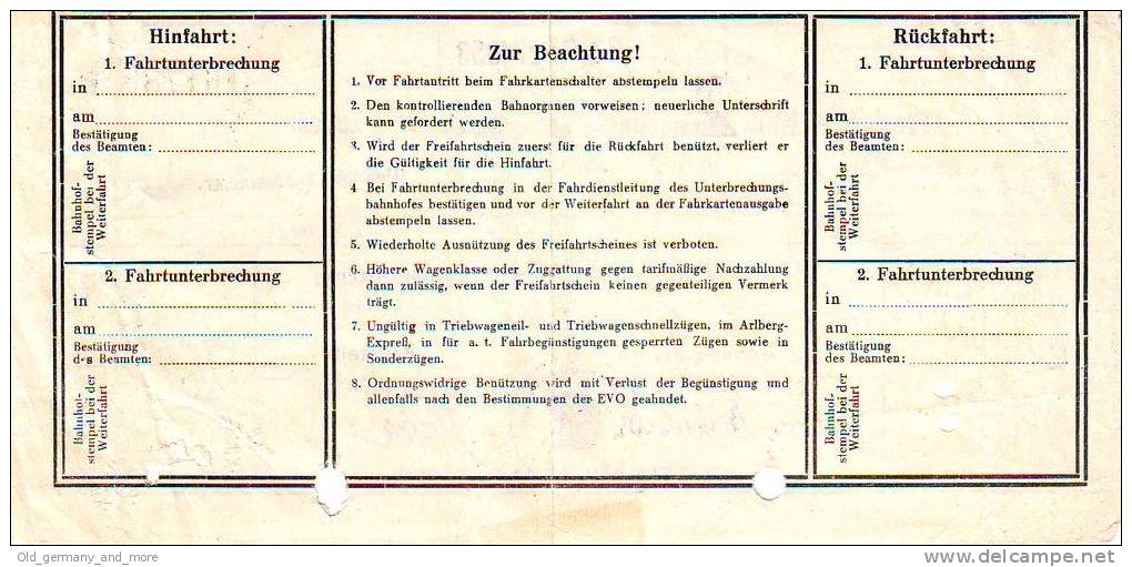 Fahrschein Kufstein-Brenner Grenze 31 Dez.1953 - Europa