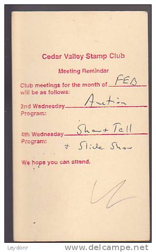 Postal Card - B. Franklin - Waterloo, IA - Cedar Valley Stamp Club - 2001-10