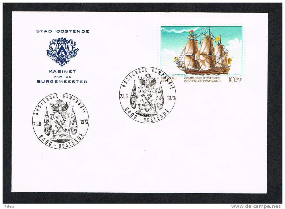 BELGIE  SPECIALE BRIEF OOSTENDE KABINET BURGEMEESTER   1973 MOOIE STEMPELS - Letter Covers