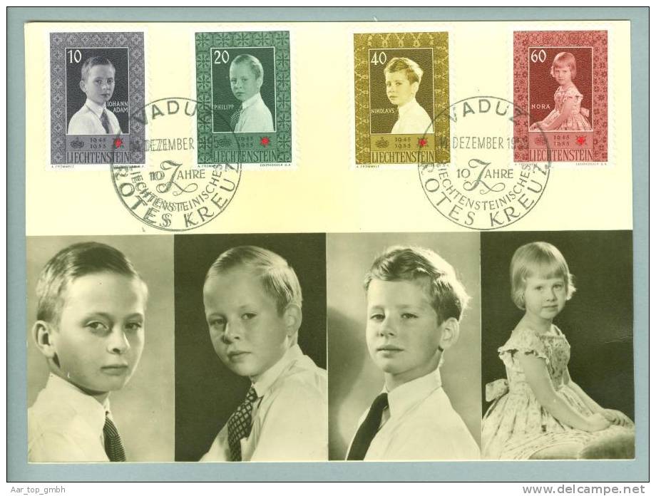 Liechtenstein 1955-12-14 FDC-Maximumkarte Totes Kreuz Serie - Briefe U. Dokumente