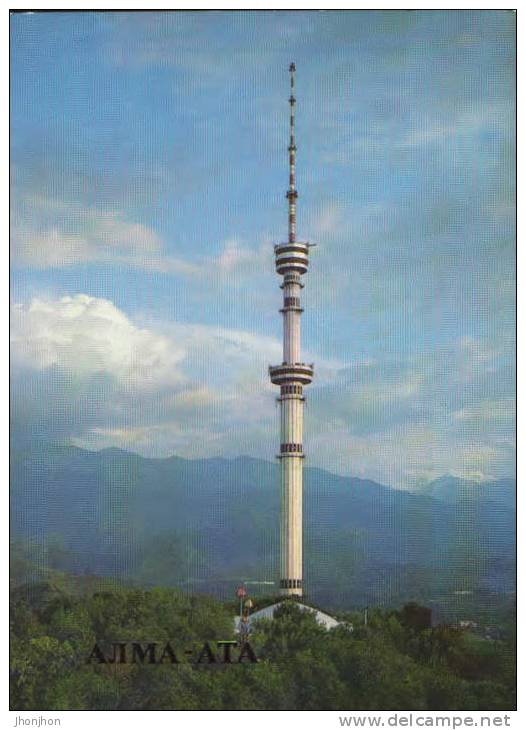 Kazakhstan-Postcard 1984-Alma-Ata-TV Tower 370 M High. - Kazakistan