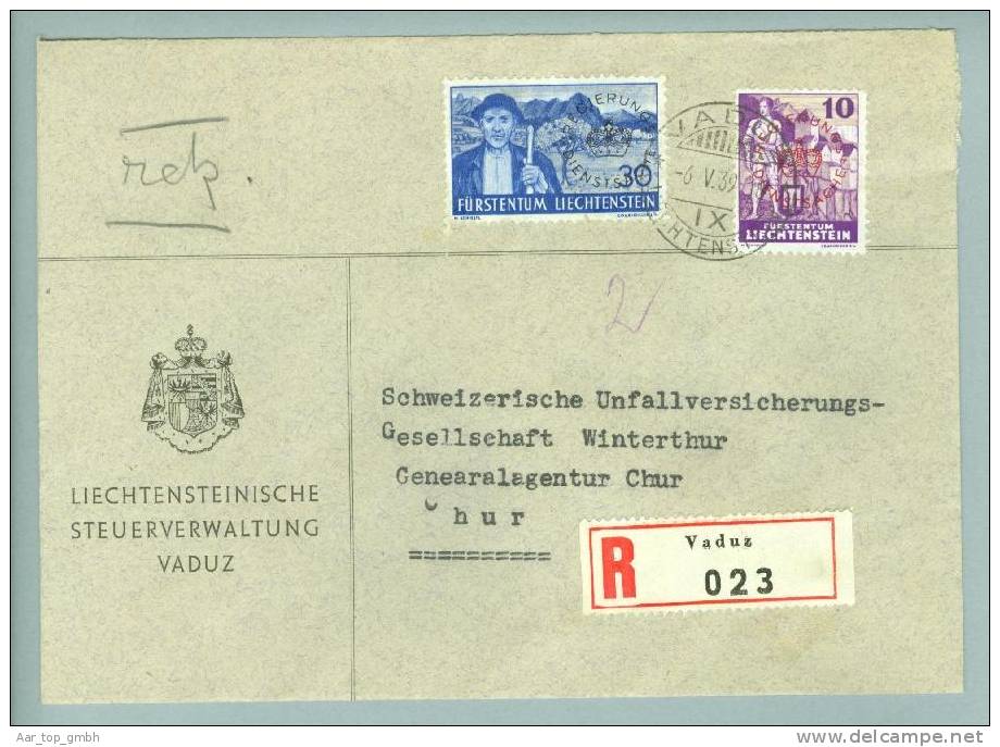 Liechtenstein 1939-05-06 Dienst-R-Brief Nach Chur Mit Zu#D22,D24 - Service