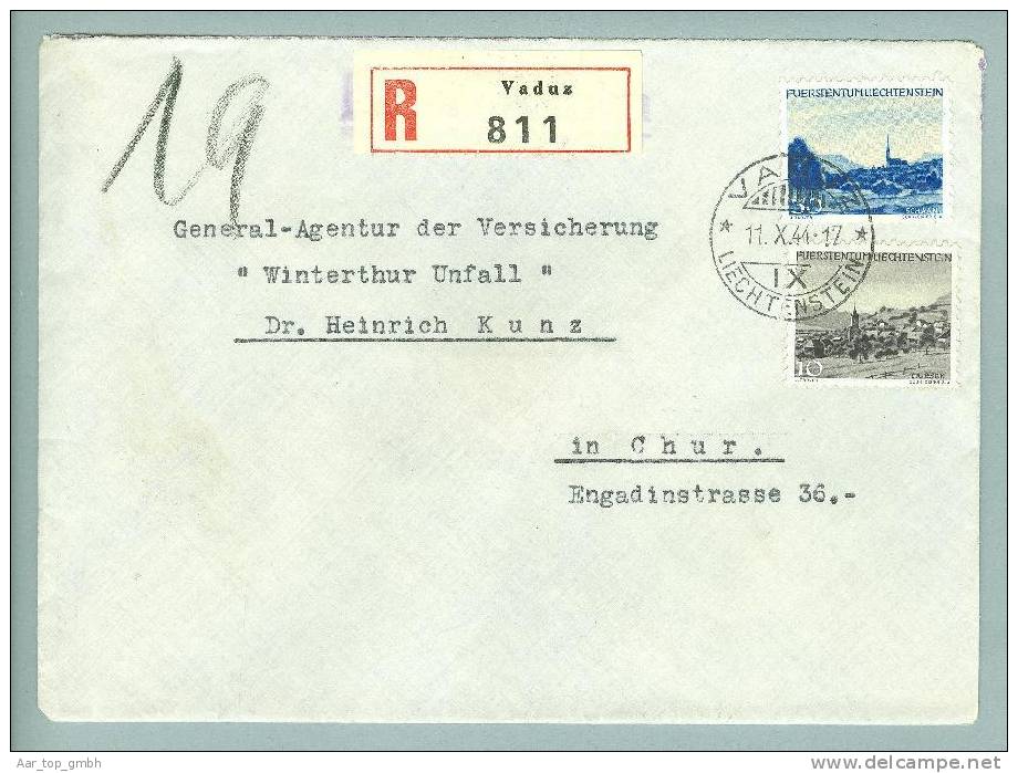 Liechtenstein 1944-10-11 Vaduz R-Brief Nach Chur - Storia Postale