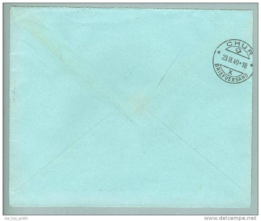 Liechtenstein 1940-09-23 Triesen R-Brief Nach Chur Mit Zu#133 Mi#163 - Storia Postale