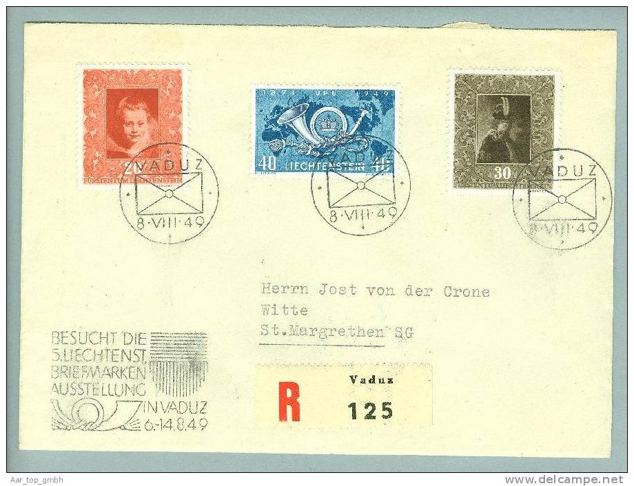 Liechtenstein 1949-08-08 Vaduz Sonderstempel Auf R-Brief - Lettres & Documents