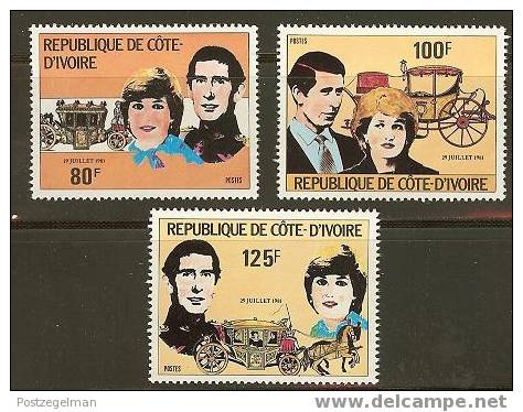 IVORY COAST 1981 MNH Stamp(s) Wedding Diana 688-690 #6037 - Royalties, Royals