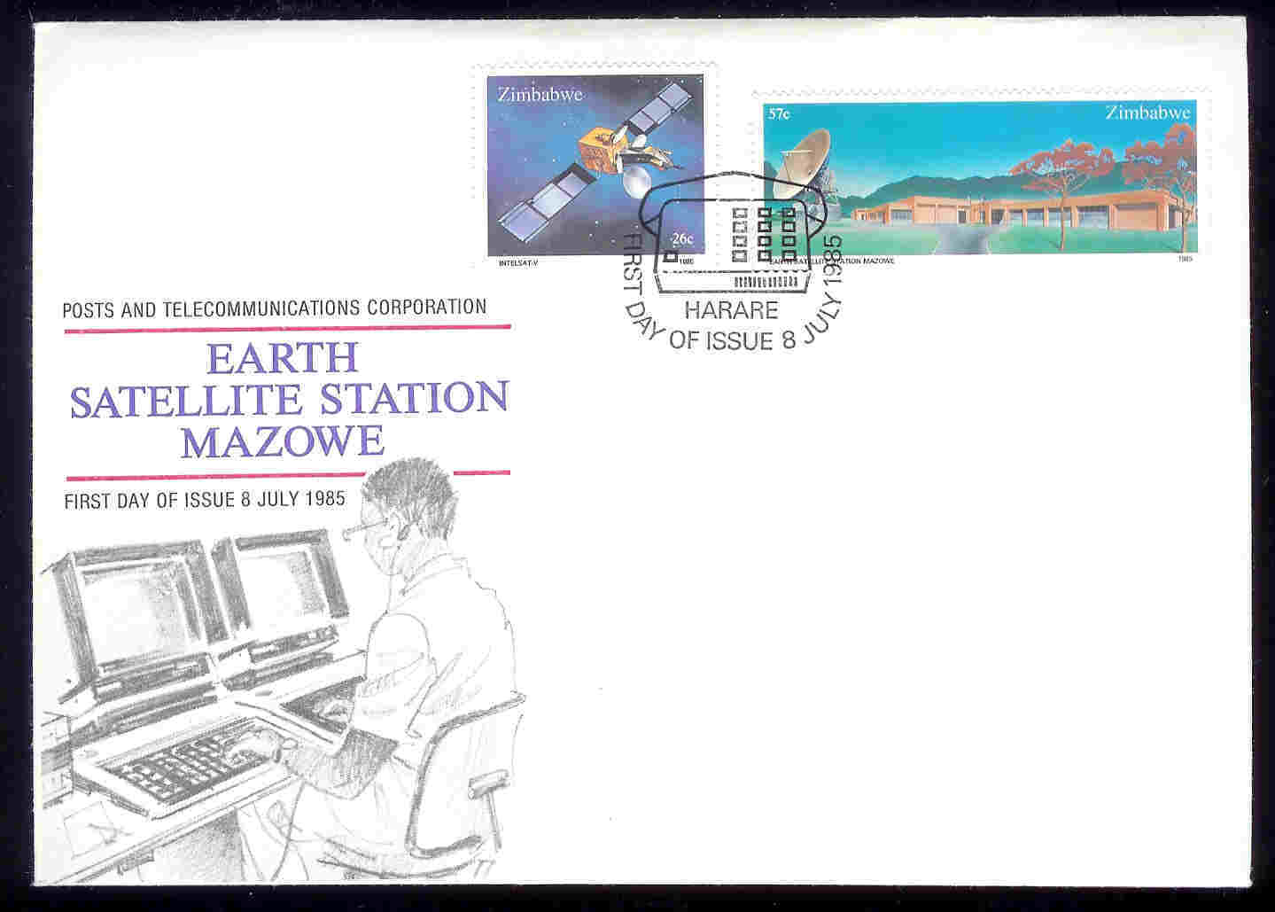ZIMBABWE 1985 FDC Satelites 307-308 F602 - Afrika
