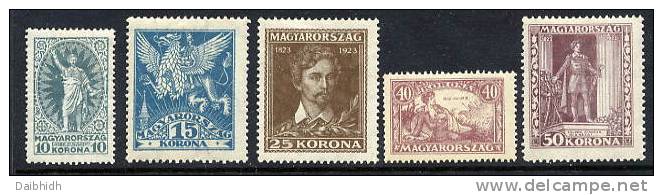 HUNGARY 1923 Petofi Centenary Set MH / *.  Michel 369-73 - Unused Stamps