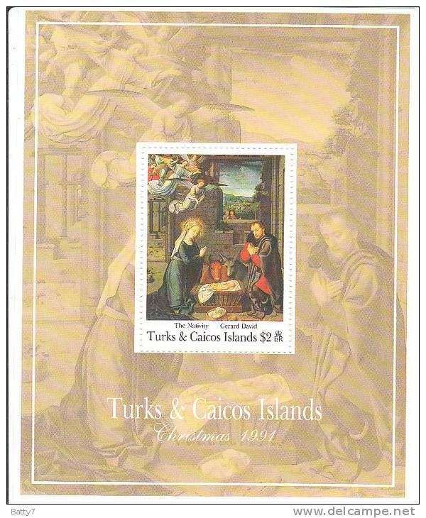TURKS & CAICOS  ISLANDS NATALE 1991 - GERARD DAVID -  BF INTEGRO - Turks & Caicos (I. Turques Et Caïques)