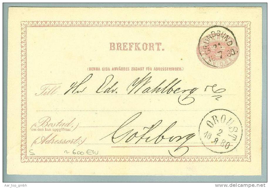 Heimat Schweden GRUNDSUND 1880-07-21 Auf Ganzsache - Lettres & Documents