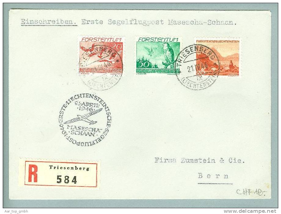 Liechtenstein 1946-04-21 Triesenberg 1. Segelflugpost Mascha-Schaan - Lettres & Documents