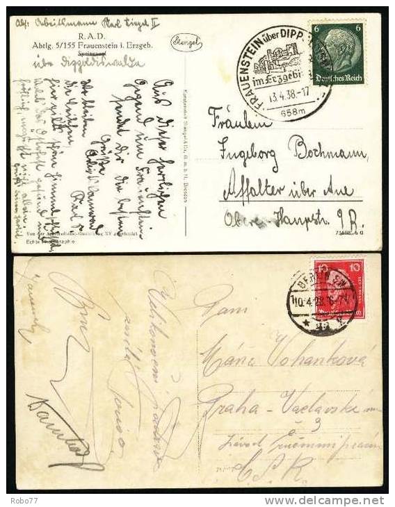 Germany  Two Postcards. Frauenstein über Dipp.....  (T13019) - Frauenstein (Erzgeb.)