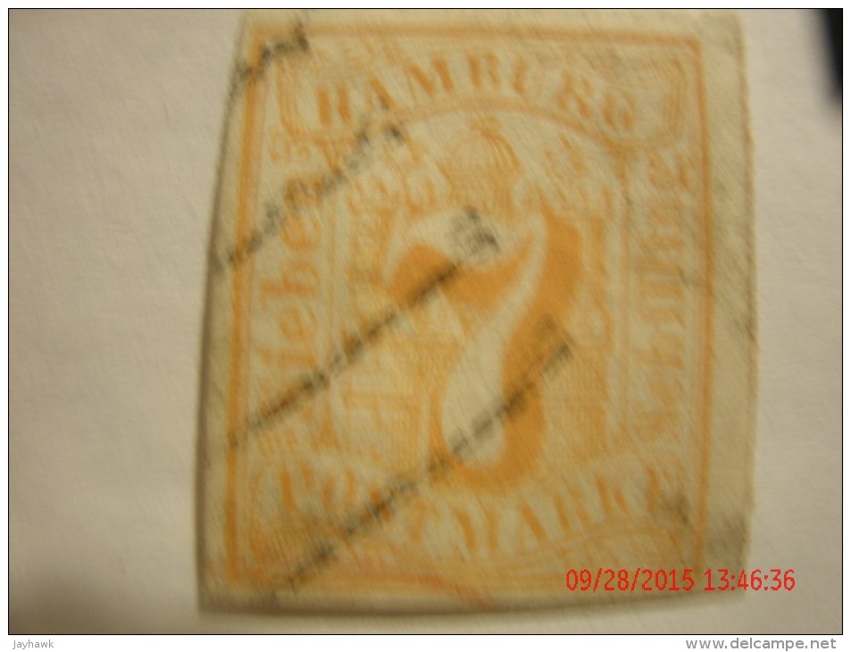 HAMBURG, SCOTT# 6, 7s ORANGE, USED - Hambourg