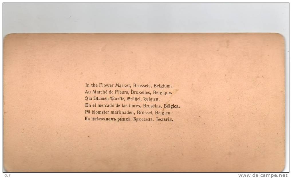 Photos Stéréoscopiques-PHOTO-189 4.In The Flower Market Brussels Belgium Marché De Fleurs Bruxelles Underwood Publishers - Stereo-Photographie