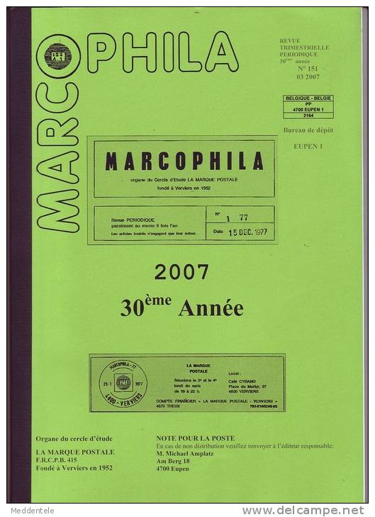 Marcophila N°151 - Voir Index Des Articles Super Revue TBE (Voie De Panama - Asie Du Sud - Etc) - Other & Unclassified