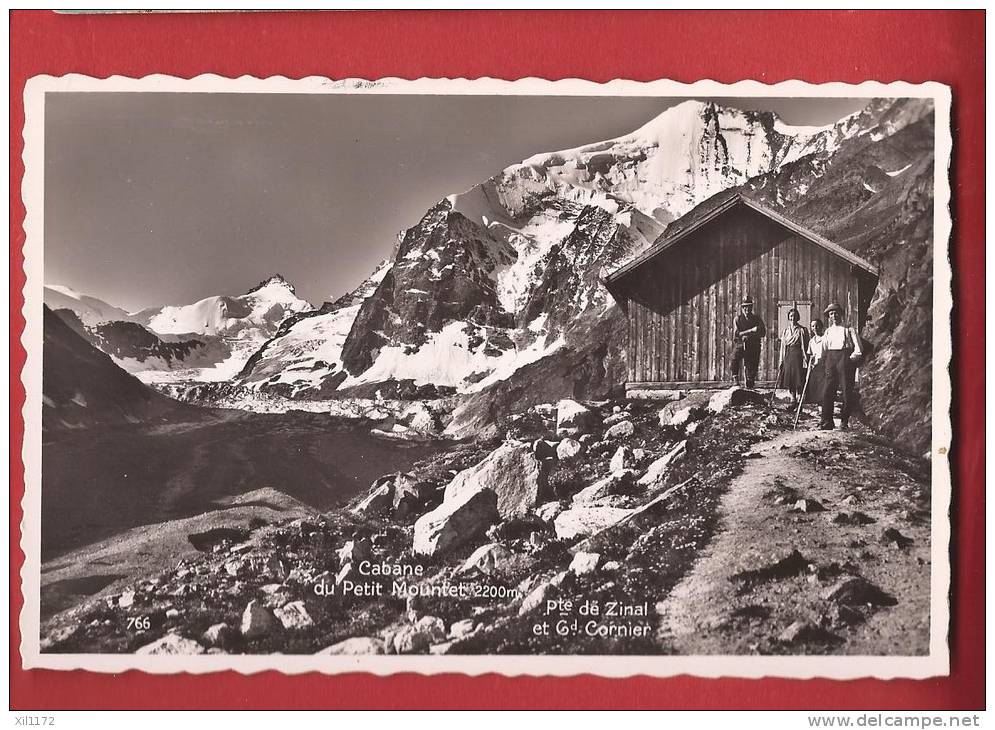 P0272 CAbane Du Petit Mountet Val D'Anniviers,Pte Zinal Grd Cornier,ANIME.Tampon Cabane,Clivaz Guide.Non Circ.Visa 1939 - Anniviers