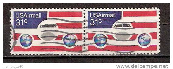 Timbre Etats-Unis Y&T Air Mail N° PA 84x2. Oblitéré. 31 Cents. Cote 0.60 € - 3a. 1961-… Afgestempeld