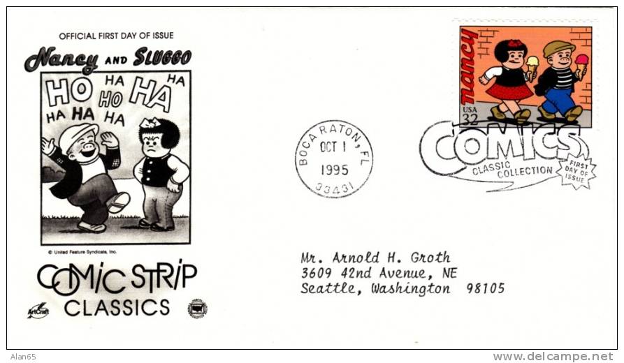 #3000o 32-cent Comic Strips, Nancy, Boca Raton FL 1 October 1995 ,First Day Cancel Postmark - 1991-2000