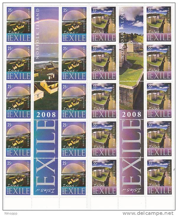 Norfolk Island-2008 Exile Set 4 Gutter Strips MNH - Norfolk Eiland