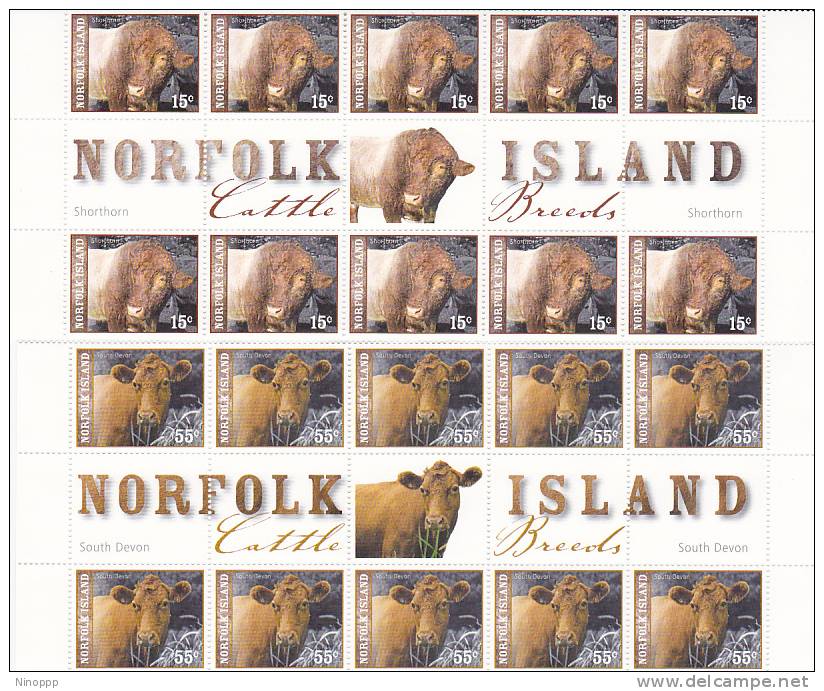 Norfolk Island-2009 Catle Set 4 Gutter Strips MNH - Norfolk Island