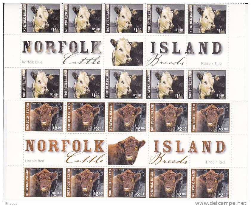 Norfolk Island-2009 Catle Set 4 Gutter Strips MNH - Norfolk Island