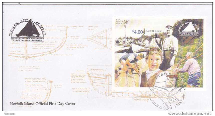 Norfolk Island-2000 Whaler Project MS Overprinted Stamp Show FDC - Norfolk Island