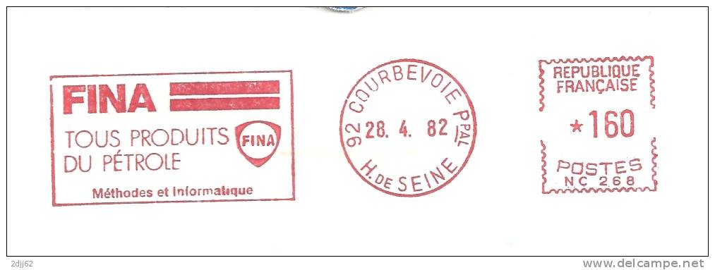 Produit, "Fina", Courbevoie - EMA Secap - Enveloppe  Entière  (J046) - Oil